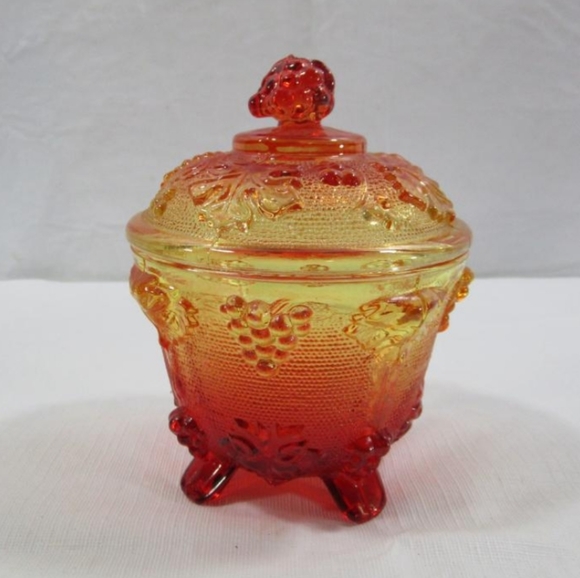 Vintage Other - Vintage Amberina Grape Design Candy Dish, Goofus glass